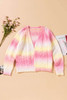 Red Gradient Open Front Colorblock Tie-dye Cardigan