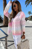 Multicolor Gradient Open Front Colorblock Tie-dye Cardigan