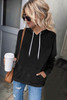 Black Drawstring Long Sleeve Hoodie with Kangaroo Pocket