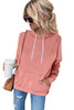 Pink Drawstring Long Sleeve Hoodie with Kangaroo Pocket