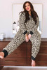 Leopard Plus Size V Neck Top And Sweatpants Lounge Set Leopard Plus Size V Neck Top And Sweatpants Lounge Set