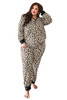 Leopard Plus Size V Neck Top And Sweatpants Lounge Set