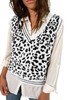 White V Neck Leopard Knitted Vest