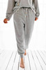 Gray Snap Buttons Lacy Hoodie and Sweatpants Lounge Set