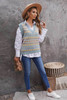 Blue Tribal Print V Neck Knitted Sweater Vest