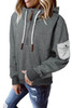 Gray Half Zip Colorblock Pocket Patchwork Long Sleeve Hoodie