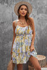 Yellow Spaghetti Straps Tiered Babydoll Ruffled Floral Dress Yellow Spaghetti Straps Tiered Babydoll Ruffled Floral Dress