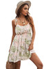 Green Spaghetti Straps Tiered Babydoll Ruffled Floral Dress