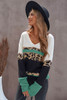 Leopard Print Color Block V Neck Sweater