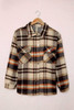 Orange Geometric Plaid Print Pocketed Shirt