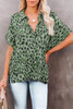 Green Leopard Print Button Roll up Sleeve Shirt Green Leopard Print Button Roll up Sleeve Shirt