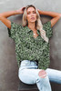 Green Leopard Print Button Roll up Sleeve Shirt Green Leopard Print Button Roll up Sleeve Shirt