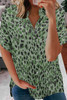 Green Leopard Print Button Roll up Sleeve Shirt