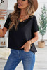 Black Lace V Neck Short Sleeve T-shirt