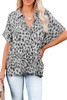 Gray Leopard Print Button Roll up Sleeve Shirt