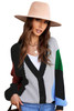 Black Color Block Buttons Drop-Shoulder Sleeve Cardigan