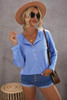 Sky Blue Buttoned Loose Long Sleeve Shirt