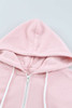 Pink Plain Quarter Zip Furry Hoodie