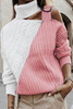 Pink Turtleneck Cold Shoulder Sweater