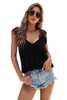 Black Lace Swiss Dots V Neck Tank