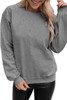 Gray Plain Crew Neck Pullover Sweatshirt