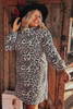 Plus Size Turtleneck Leopard Dress