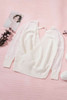 White Sexy V Neck Surplice Hollow-out Sweater with Lace Sleeves White Sexy V Neck Surplice Hollow-out Sweater with Lace Sleeves