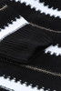 Black V Neck Stripes Colorblock Button Cardigan
