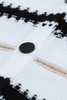 White V Neck Stripes Colorblock Button Cardigan