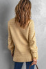 Khaki Solid Color Stand Collar Textured Sweater