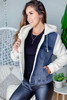 Blue Sherpa Denim Splicing Buttoned Jacket