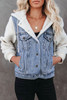 Sky Blue Sherpa Denim Splicing Buttoned Jacket