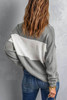 Gray Colorblock Turtleneck Loose Knitted Sweater