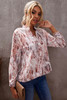 Pink Pattern Print Button Down Shirt