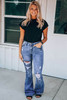 High Waist Distressed Flare Jeans