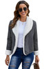 Gray Lapel Collar Fleece Open Front Coat