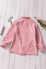 Pink Turn Down Collar Buttoned Baggy Coat with Pocket