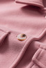 Pink Turn Down Collar Buttoned Baggy Coat with Pocket