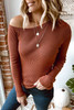 Brown Knit One Shoulder Long Sleeve Pullover Top