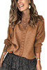 Brown Lace V Neck Knitted Pullover Sweater