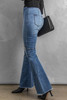 Sky Blue High Waist Raw Hem Button Ripped Flare Jeans Sky Blue High Waist Raw Hem Button Ripped Flare Jeans