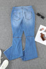 Sky Blue High Waist Raw Hem Button Ripped Flare Jeans Sky Blue High Waist Raw Hem Button Ripped Flare Jeans