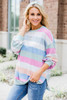 Multicolor Striped Colorblock Long Sleeve Pullover Sweatshirt