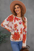 Floral Pattern Drop Shoulder Crew Neck Sweater