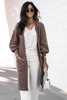 Open Front Waffle Knit Texture Long Cardigan