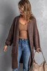 Open Front Waffle Knit Texture Long Cardigan