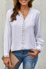 White Lace Crochet Buttoned Long Sleeve Shirt