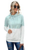 Sky Blue Colorblock Drawstring Zipper Hoodie with Pockets