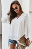 White Swiss Dot Bubble Sleeve Blouse