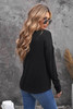 Black Button Long Sleeve Knit Top